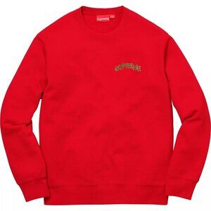 Supreme Men’s red cotton fleece lined Step Arc crewneck sweatshirt, sz L